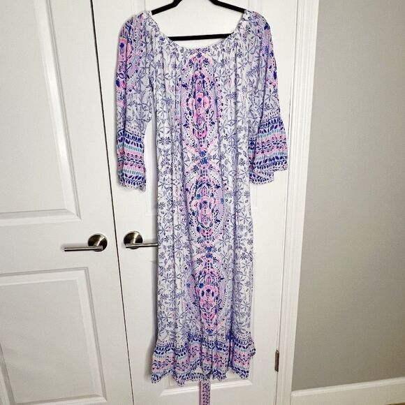 NEW Lilly Pulitzer ABIGALE OFF THE SHOULDER MIDI DRESS White Time To Shine SZ M - Picture 7 of 14
